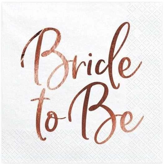 Party Deco Servetėlės 3 sluoksnių baltos "Bride to be"