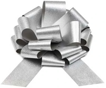 Party Deco Dekoratyvinis kaspinas 30cm 1 vnt sidabrinis
