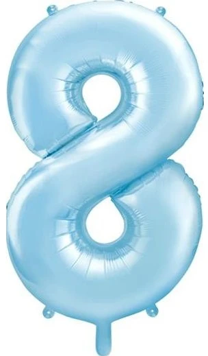 Party Deco PartyDeco Folinis balionas "8" melsvas, 86 cm