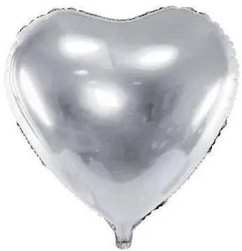 Party Deco Balionas folinis "Širdelė" sidabrinis 45cm