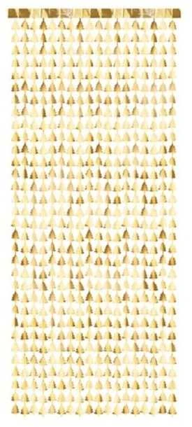 PartyDeco Auksinės folijos užuolaida-lietutis "Eglutės" 100*245cm
