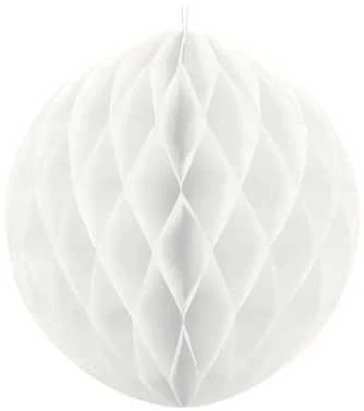 Party Deco Korėtas apvalus papuošimas 10cm 1 vnt baltas