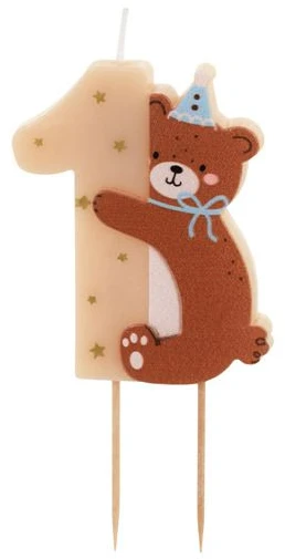 PartyDeco Torto žvakutė Meškutis vienetas 7 cm