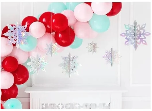 PartyDeco Pakabinamos dekoracijos Mirguliuojančios snaigės, 6vnt