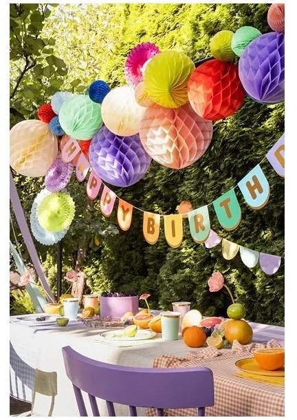 Party Deco Korėtas apvalus papuošimas 30cm 1 vnt kreminis