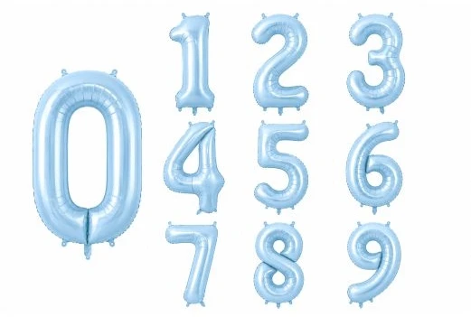 PartyDeco Folinis balionas "0" melsvas, 86 cm