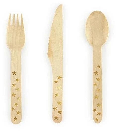 Party Deco Mediniai įrankiai komplektas su žvaigždutėmis 16cm po 6 vnt