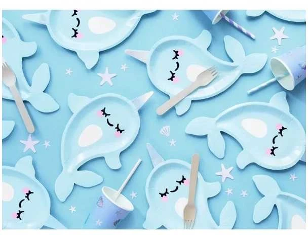 Party Deco Popierinės lėkštutės "Delfinai" 6vnt 18*29cm