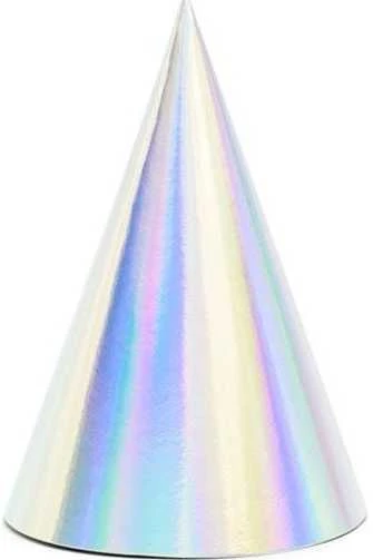 Party Deco Gimtadienio kepuraitės sidabrinės 16cm 6 vnt