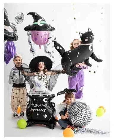 PartyDeco Folinis balionas Juodas katinas, 96x95 cm