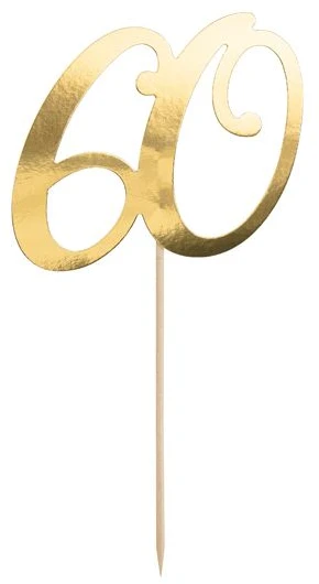 Party Deco Topper na tort "60", auksinė, 21cm one size