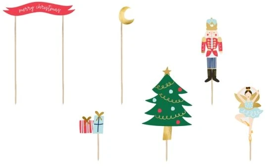Party Deco Dekoratyviniai „Spragtuko“ torto papuošimai, mišrūs, 8,5–19 cm, vieno dydžio