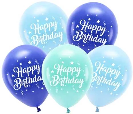 Party Deco Balionų rinkinys "Happy Birthday" 26cm 5 vnt