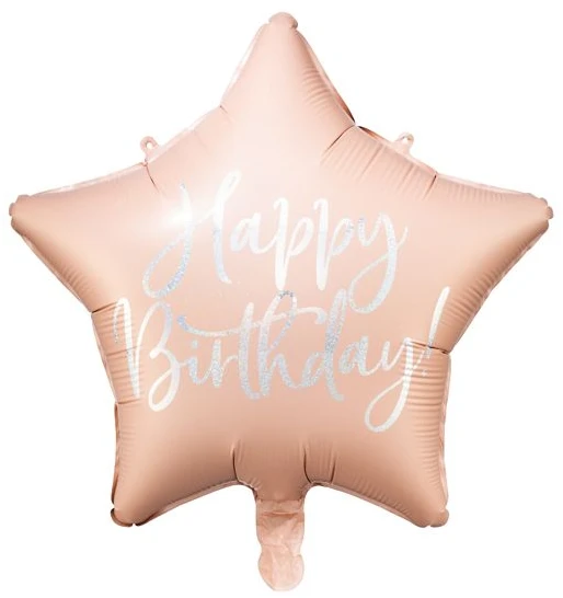 Party Deco PartyDeco Folinis balionas "Happy Birthday" 40cm rusvas