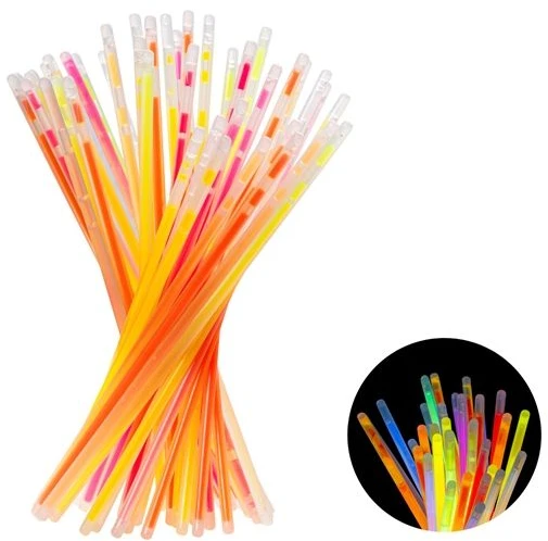 PartyDeco fluorescencinės lazdelės, mišrios spalvos, 20 cm, iš viso 100 vnt./pak. 41981