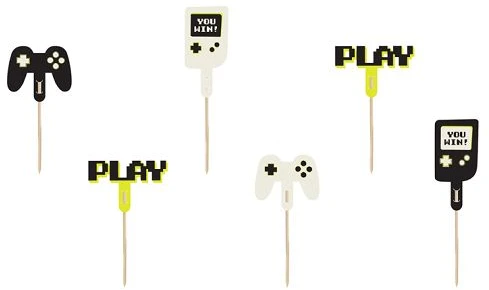 Party Deco PartyDeco keksiukų dekoracijos - Gamer 6-10.5cm mišinio A6 30657