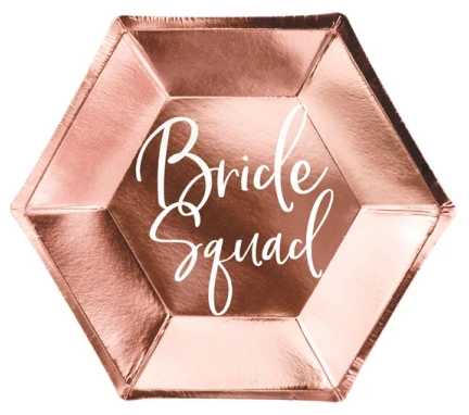 Party Deco Popierinės lėkštutės rausvos "Bride squad" 6 vnt