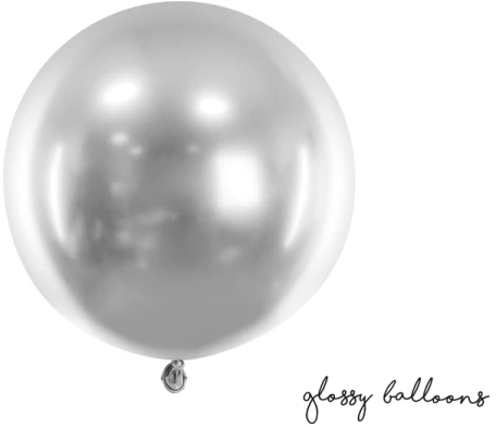 Party Deco Folinis blizgus balionas 60cm skersmens sidabrinis