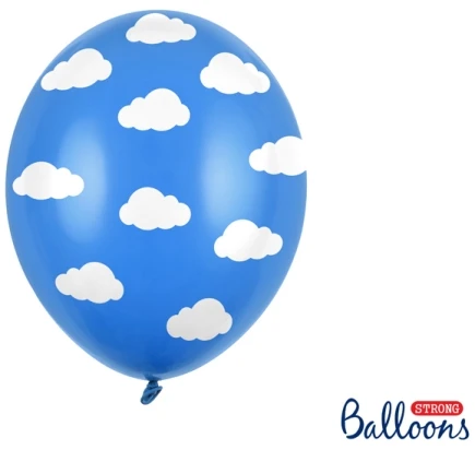 Party Deco Balionai mėlyni "Debesys" 30cm 6 vnt