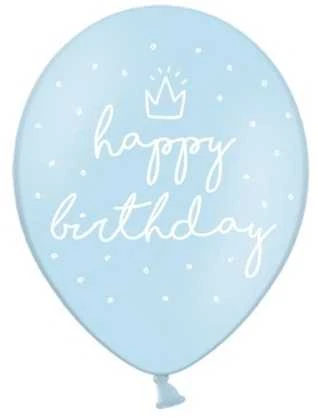 Party Deco PartyDeco Balionų rinkinys Happy Birthday melsvi 6vnt