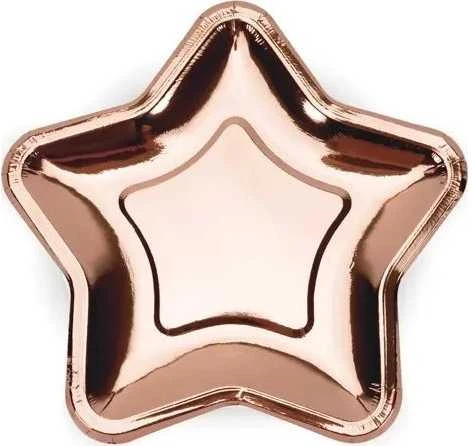 Party Deco Popierinės lėkštutės "Žvaigždė" rausvos 6vnt 18cm