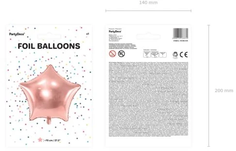 PartyDeco Folinis balionas "Žvaigždė" 70cm rožinio aukso