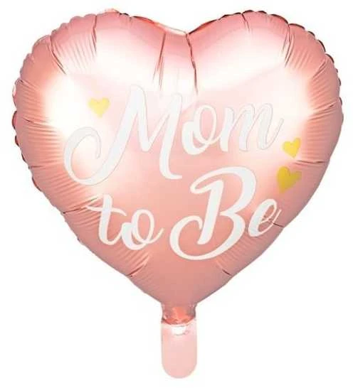 Party Deco Folinis balionas širdelė "Mom to Be" 35cm rausvas