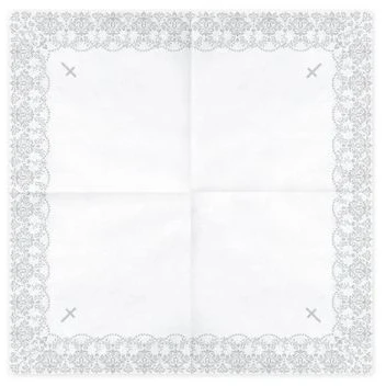 Party Deco PartyDeco servetėlės komunijai su ornamentu, 33x33cm, atlasinės