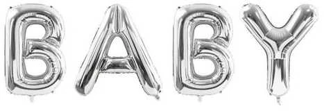 Party Deco Folinis balionas "BABY" sidabrinis 262&86cm