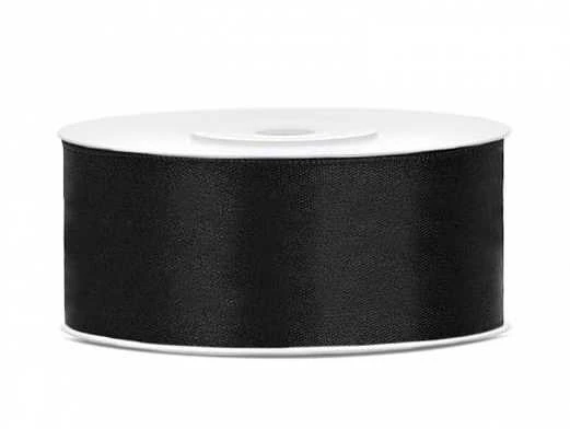 Party Deco Paperseal Satininė juostelė, 25mm/25m, juoda