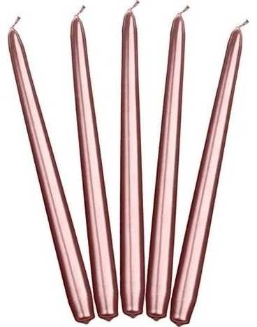 Party Deco Ilgos didelės žvakės 24cm 10vnt rausvai auksinės