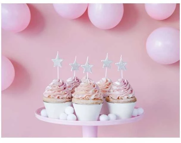 Party Deco Žvakutės gimtadienio 5 vnt žvaigždutės