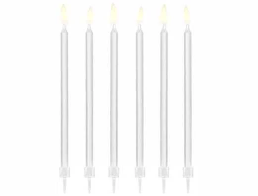Party Deco Žvakutės gimtadienio 12 vnt 14cm baltos