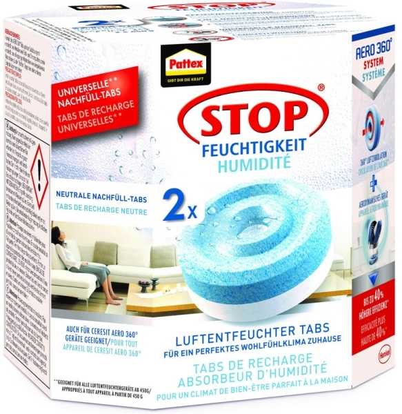 Sausintuvas Pattex Pattex Luftentfeuchter Nachfüll Tabs für Aero 360 2x450g