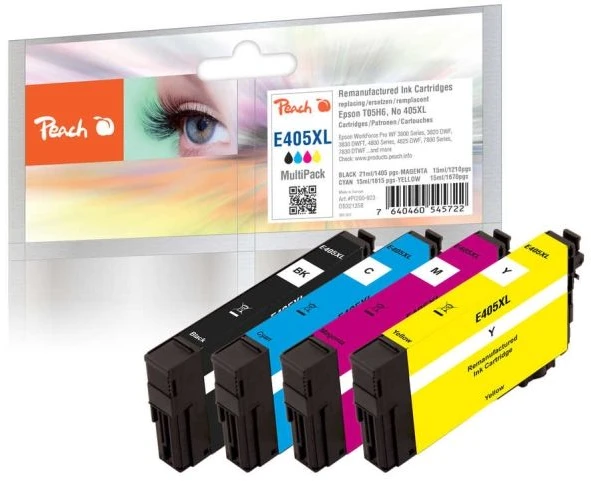 Peach 0F321358, didelio (XL) našumo, juoda, purpurinė, geltona, žydra, 21 ml, 15 ml, 4 vnt., rinkinys