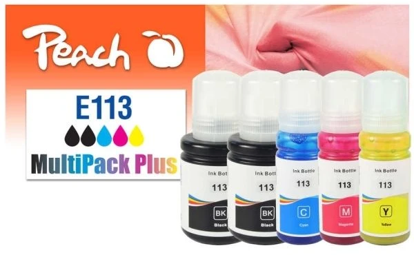 Peach 321323 su rašalo kasetė 5 vnt. Zamiennik Standartinis derlius Juodas, Cyan, Magenta, Geltonas