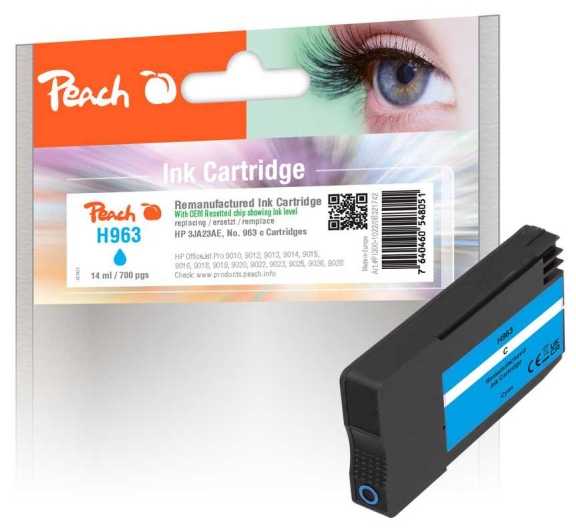 Peach Patrone HP Nr.963 3JA23AE žydra OEM rašalo lygio atstatymas atnaujintas