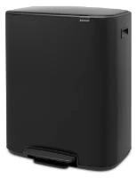 Šiukšlių dėžė Brabantia Bo su pedalu, 2 x 30 l, Juoda