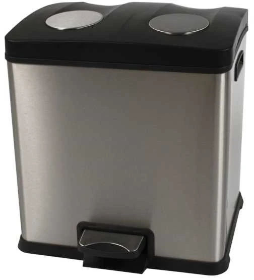 EKO Šiukšliadėžė su pedalu Rejoice, matinės sidabrinės spalvos, 2x12l