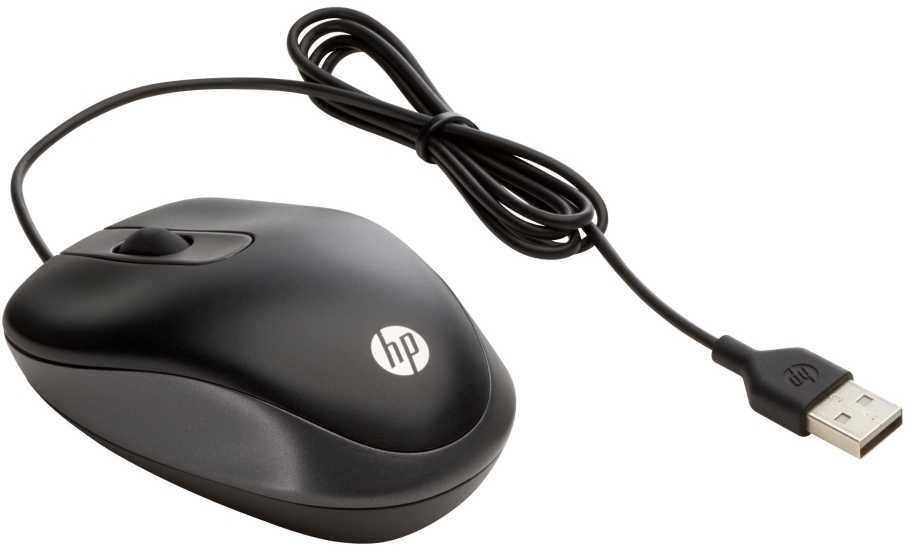 Hewlett Packard (HP) HP USB kelioninė pelė, skirta abiem rankoms, optinė, USB A tipo, 1000 DPI, juoda