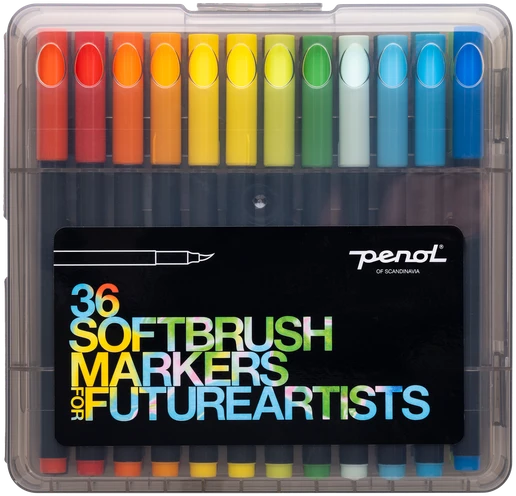 Penol Softbrush & Future Artists Markers - with 36 assorted colors
