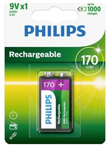 Philips HR22 9V 170mAh įkraunamos baterijos 1 vnt.