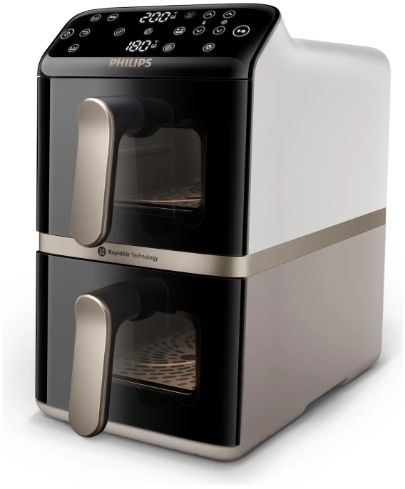 Gruzdintuvė Philips Ovi Stacked Dual Basket 4000 NA461/00 10 l sidabrinė ir/juoda