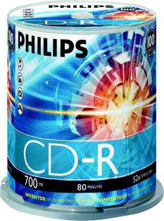 1x100 Philips CD-R 80Min 700MB 52x SP