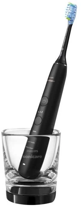 Philips Sonicare DiamondClean juodas šepetėlis įkrovimo stiklinėje