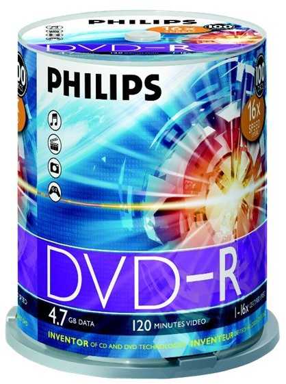 1x100 Philips DVD-R 4,7GB 16x SP