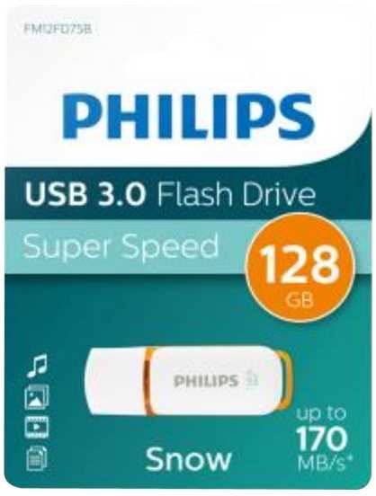Philips FM12FD75B/00, 128 GB, USB A tipo, 3.2 Gen 1 (3.1 Gen 1), Dangtelis, 8 g, Oranžinė, Balta