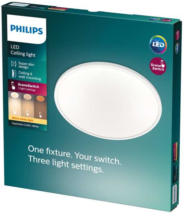 Philips Ultra-thin ceiling light, 15W, 2700K