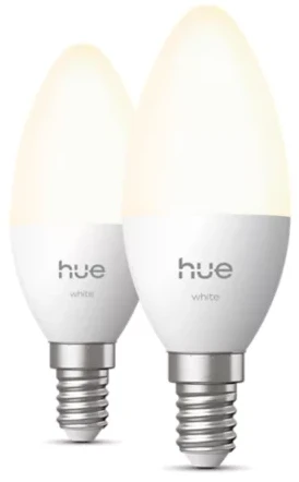 „Philips Hue“ E14 3,7 W „Balta Light“ (2700 K) B39 žvakinė lemputė, 2 vnt. pakuotėje