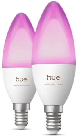 „Philips Hue“ E14 3,7 W RGBW B39 žvakių lemputės, 2 vnt. pakuotėje